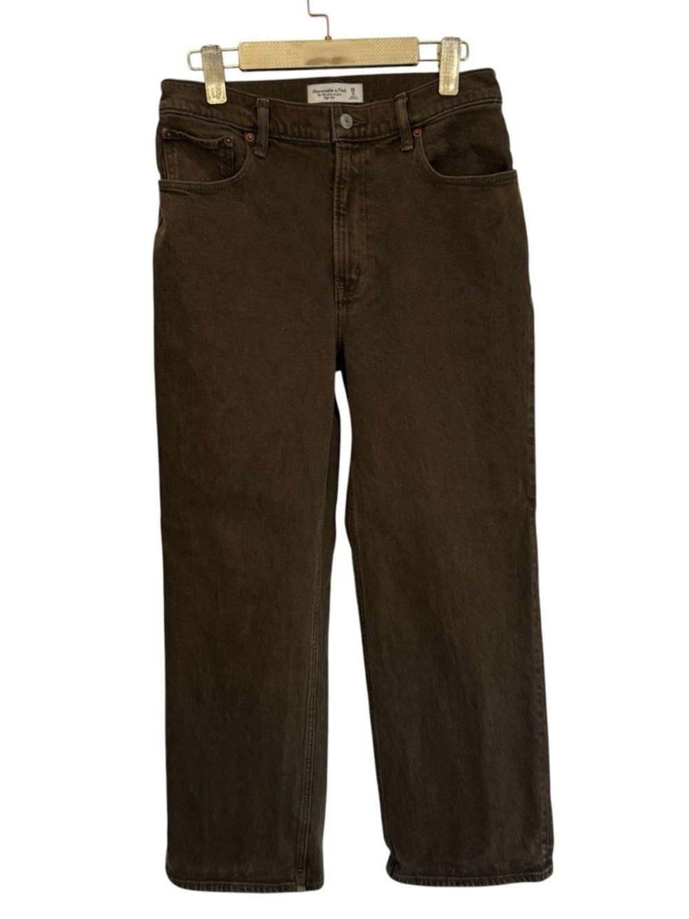 Abercrombie High Rise 90s Relaxed Jean in Washed Brown Women 28 6 Short Cotton